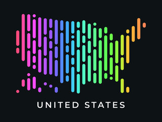  Digital modern colorful rounded lines United States map logo vector illustration design.