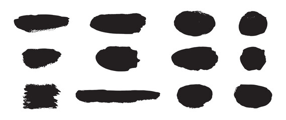 Vector brush, Black ink brush, Grunge stroke, lines, watercolor brush. Dirty artistic design elements  Isolated on white background. Vector illustration.