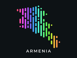 Digital modern colorful rounded lines Armenia map logo vector illustration design.