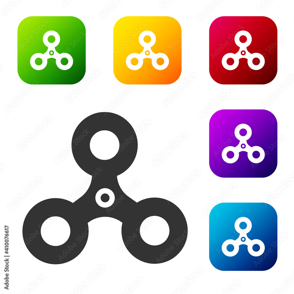 Poster black fidget spinner icon isolated on white background. stress relieving toy. trendy hand spinner. s