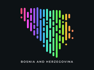 Digital modern colorful rounded lines Bosnia and Herzegovina map logo vector illustration design.