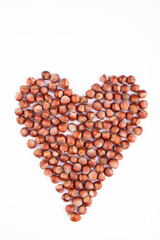 healthy hazelnuts in heart shape