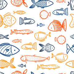 seamless pattern multicolored fish graphic illustration wallpaper print