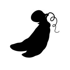 Cartoon peas black silhouette isolated on white background. Vector illustration
