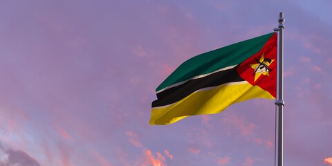 3d rendering of the national flag of the Mozambique