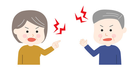 Senior couple having a quarrel. Vector illustration isolated on white background.