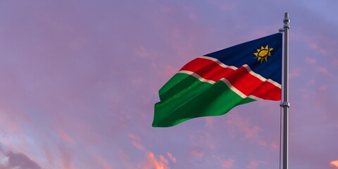 3d rendering of the national flag of the Namibia