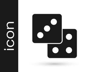 Black Game dice icon isolated on white background. Casino gambling. Vector.