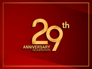 29 anniversary celebration logotype golden color isolated on red color can be use for celebration, invitation, greeting card and special event