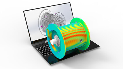 3D rendering - pulley gear finite element analysis