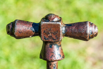 Vintage water valve an old rusty water control valve