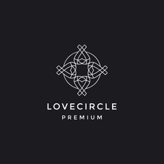 Abstract love circle logo sign abstract icon vector design in black backround