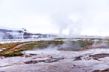 Valley of Geysers Haukadalur in the south of Iceland.