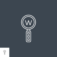 Keyword Research Related Vector Thin Line Icon. Isolated on Black Background. Editable Stroke. Vector Illustration.