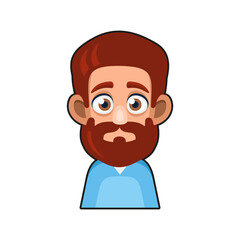Cute Man Character with Mustache. Cartoon Style Userpic Icon. Vector