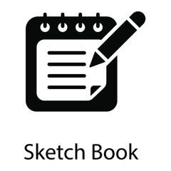 notebook glyph icon isolated on white background