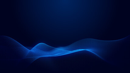 Dot blue wave light screen gradient texture background. Abstract ai technology big data digital background. 3d rendering.