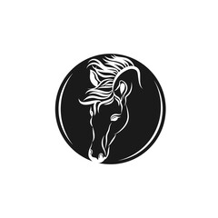 Horse head graphic logo template, vector illustration on white background stock illustration