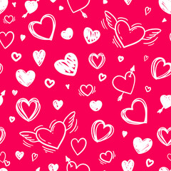 beautiful seamless pattern with doodle sketch heart. design for holiday greeting card and invitation of the wedding, Valentine's day and Happy love day