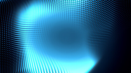 Obraz premium Dot white blue wave light screen gradient texture background. Abstract technology big data digital background. 3d rendering.