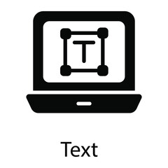 type text glyph icon on laptop isolated on white background