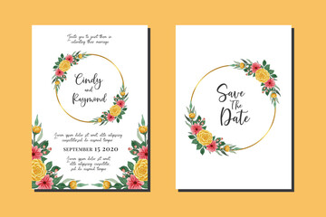 Fototapeta na wymiar Wedding invitation frame set, floral watercolor hand drawn Peony Flower design Invitation Card Template