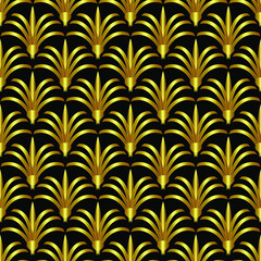 Seamless pattern in art Deco style. Decorative illustration of a palm tree, vintage ornament in vector. Wallpaper or elegant fabric