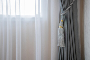 Rope curtain, gray curtain With white light curtain