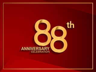 88 anniversary celebration logotype golden color isolated on red color can be use for celebration, invitation, greeting card and special event