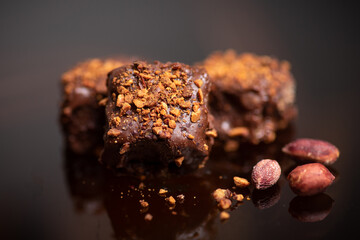 Homemade chocolate cakes with almonds