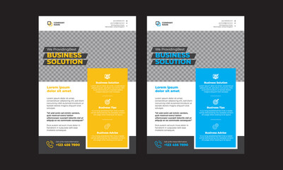 Creative modern and professional corporate business flyer design templates. Color orange yellow green blue purple
