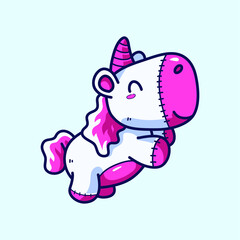 Cute Cartoon Pink Unicorn Vector Illustrations