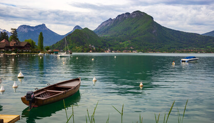 View of lake of Annecy in french Alps