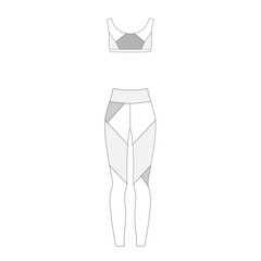 Women garment collection sportswear technical vector sketch