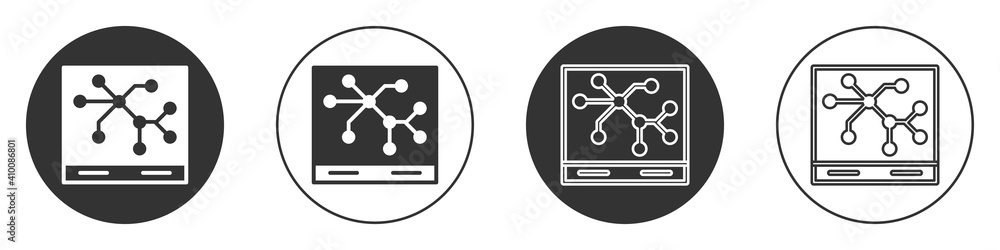 Poster black railway map icon isolated on white background. circle button. vector.