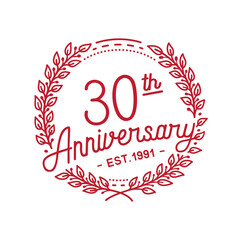 30 years anniversary logo collection. 30th years anniversary celebration hand drawn logotype. Vector and illustration.