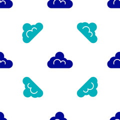 Fototapeta na wymiar Blue Cloud weather icon isolated seamless pattern on white background. Vector.