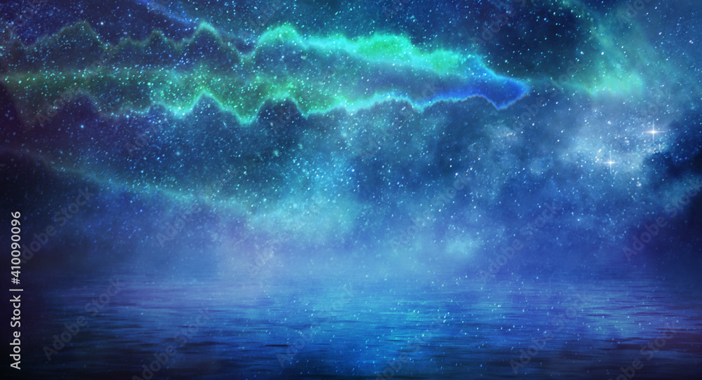 Wall mural northern lights aurora borealis over the sea