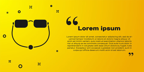 Black Eyeglasses icon isolated on yellow background. Vector.