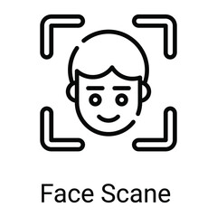 face scan  line icon isolated on white background