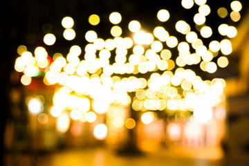 Defocused  Gold yellow Bokeh   Christmas Party Background 