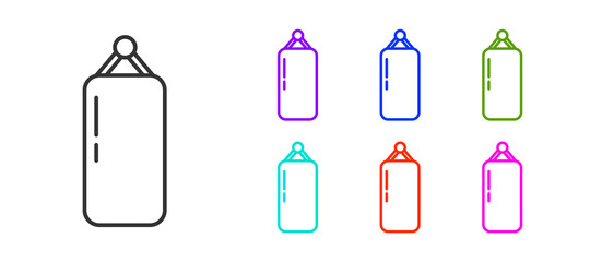 Black line Punching bag icon isolated on white background. Set icons colorful. Vector Illustration.