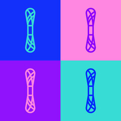 Pop art line Yarn icon isolated on color background. Label for hand made, knitting or tailor shop. Vector Illustration.