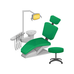 Vector illustration of a dental chair. Dentist's office. Dental clinic.