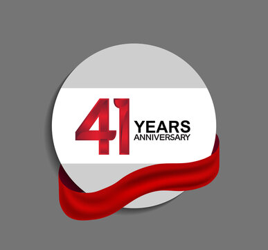 41 years anniversary design in circle red ribbon on gray background for celebration event, template, special event and invitation