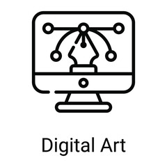 digital art line icon isolated on white background