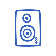 Music speaker icon isolated on white, music, stereo. Vector linear illustration in the doodle style.