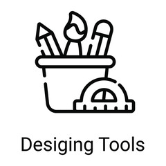 stationery holder line icon isolated on white background