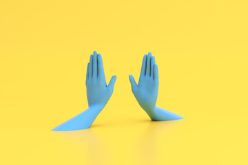 Fototapeta premium Trendy scene of hand gestures, Minimal concept, 3d rendering.