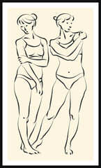 Life human sketch. Vector poster. Living room poster, wall decoration poster